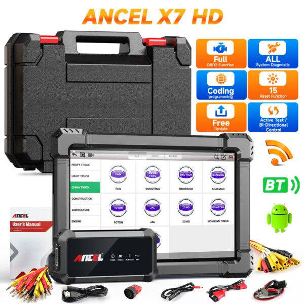 Ancel X7 HD - Professional Heavy Duty Truck Scanner and cables