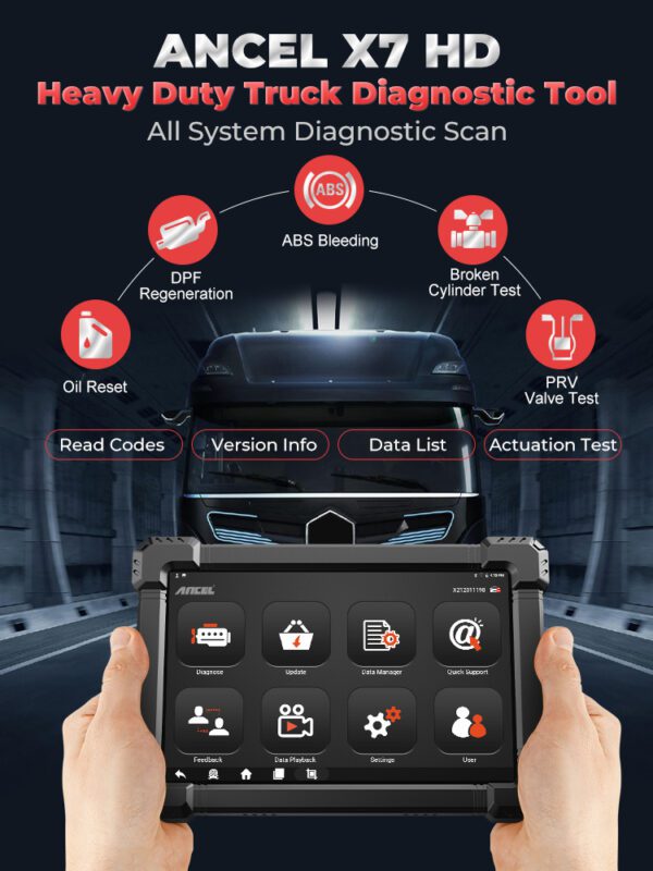 X7 HD - Professional Heavy Duty Truck Scanner ,Diagnostic Tool.